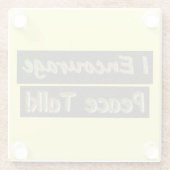 「和平交渉を奨励する!」 かわいいデザイン。買今 ガラスコースター (裏面)