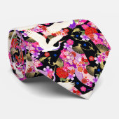 和柄シームレス鶴の着物柄 ネクタイ (ロール)