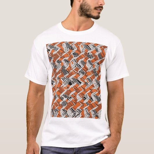 和柄デザイン生地プリント Tシャツ (正面)