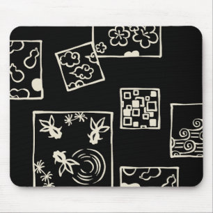 【和柄四角枠(牡蠣色)】Japanese pattern in Square(white) マウスパッド