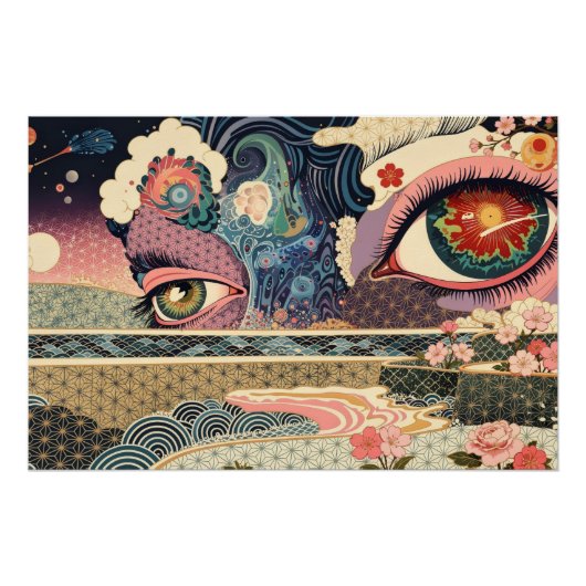 和柄抽象画アート ポスター (正面)