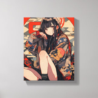 【和柄JK】キャンバスプリント・アートパネル｜寿司娘 GenerativeAI キャンバスプリント