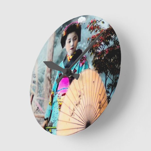 和笠紙日傘ヴィンテージ日本 ラウンド壁時計 (傾斜)