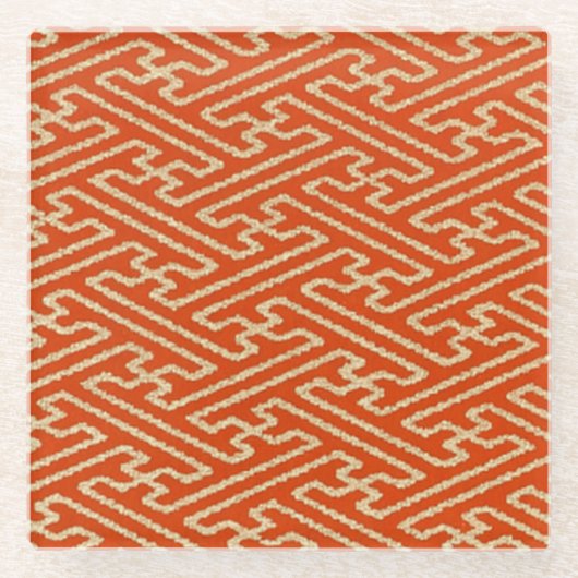 和紙エレガント日本の折り紙幾何学模様 ガラスコースター (正面)