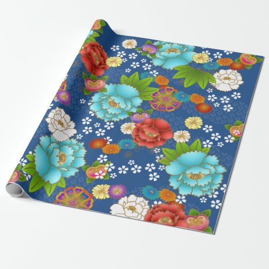 和紙文様の日本パターン（の模様が）ある紙 ラッピングペーパー (アンロールド)