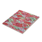 和紙日本のアートレッドフローラ折り紙友禅瓦 タイル (側面)