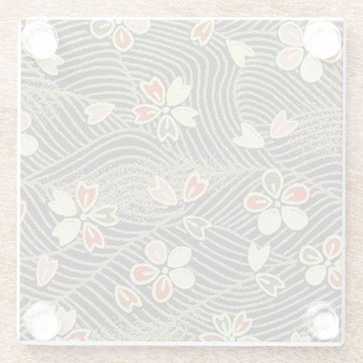 和紙日本の折エレガントり紙さくらんぼが咲く ガラスコースター (裏面)