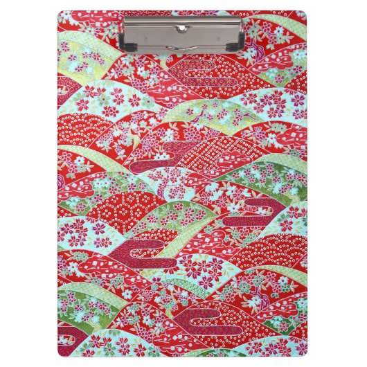 和紙日本の赤フローラ折り紙友禅クリップボード クリップボード (正面)