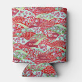 和紙日本の赤フローラ折り紙友禅クーラーボックス 缶クーラー (裏面)