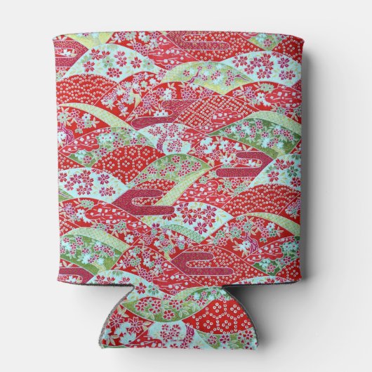 和紙日本の赤フローラ折り紙友禅クーラーボックス 缶クーラー (裏面)