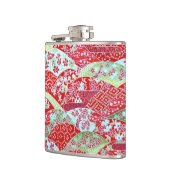 和紙日本の赤フローラ折り紙友禅スキットル フラスク (左)