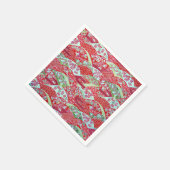 和紙日本の赤フローラ折り紙友禅ナプキンス スタンダードカクテルナプキン (角)