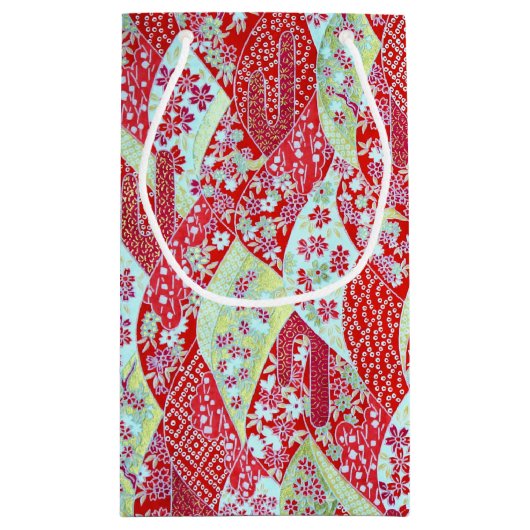 和紙日本の赤フローラ折り紙友禅抱き枕 スモールペーパーバッグ (裏面)