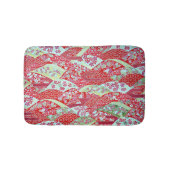 和紙日本の赤フローラ折り紙友禅風呂 バスマット (正面)