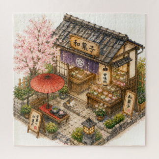 和菓子ショップの水彩画 ジグソーパズル