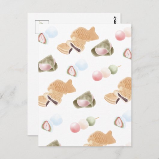 和菓子日本の柄 ポストカード (正面/裏面)