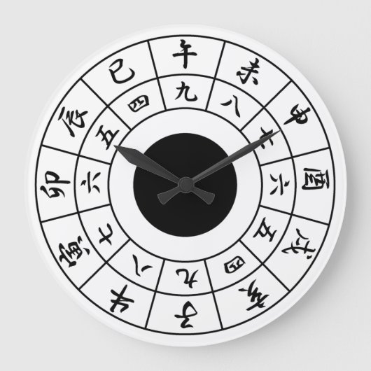 和銅渓日本の時計ホワイト顔黒漢字 ラージ壁時計 (正面)