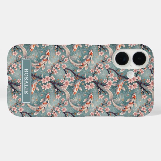 和風さくら鯉魚プリントモノグラム Case-Mate iPhoneケース (裏面 (横))