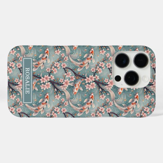 和風さくら鯉魚プリントモノグラム Case-Mate iPhoneケース (裏面 (横))