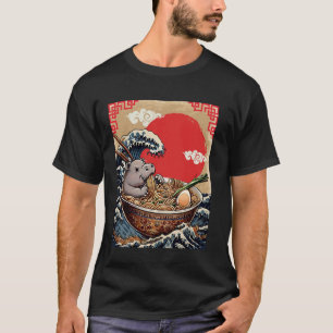 和風のカバのラーメン Vintage Style Japanese Tシャツ