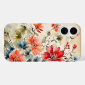 和風の墨絵の花が描かれたパーチメントのカバー Case-Mate iPhoneケース (裏面 (横))