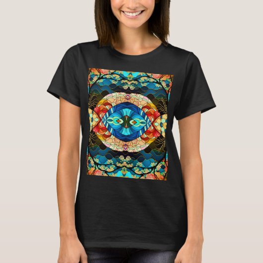 和風の左右対称の森 Tシャツ (正面)