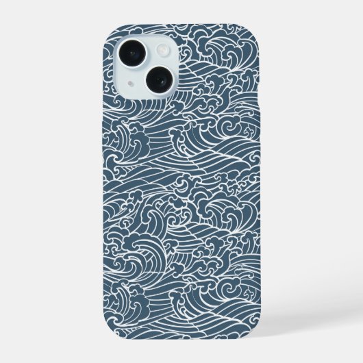 和風の波模様 iPhone 15ケース (裏面)
