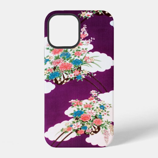 和風の花のデザイン iPhoneケース (裏面)