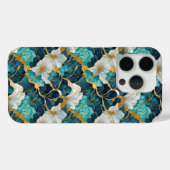 和風の花柄 ティール+ゴールド Case-Mate iPhoneケース (裏面 (横))