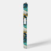 和風の花柄 ティール+ゴールド Case-Mate iPhoneケース (裏面 / 右)