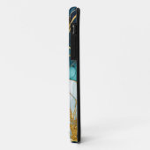 和風の花柄 ティール＋ゴールド Case-Mate iPhoneケース (裏面/左)