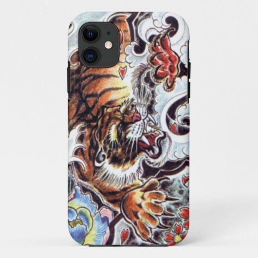 和風の虎のタトゥーデザイン Case-Mate iPhoneケース (裏面)