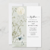 和風の鶴のモダンな結婚式 招待状 (正面)