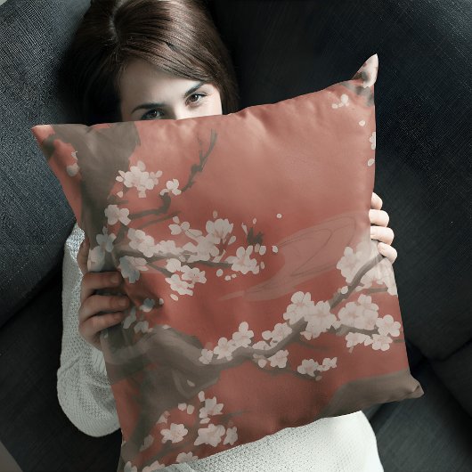 和風アート 白い桜 クッション