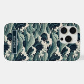和風ウェーブプリント モノグラム入り iPhoneケース (裏面横)