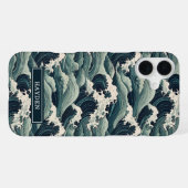和風ウェーブプリント モノグラム入り iPhoneケース (裏面横)