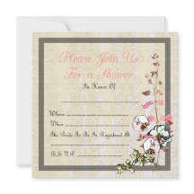 和風ガーデンでのウェディングまたはシャワーパーティーの空白カード -