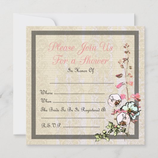 和風ガーデンでのウェディングまたはシャワー - ブランク日本茶 招待状 (正面)