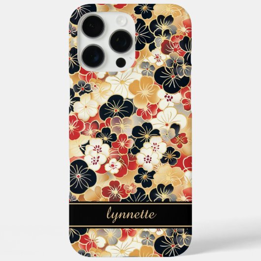 和風ゴールド花柄モノグラム Case-Mate iPhoneケース (裏面)