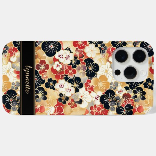 和風ゴールド花柄モノグラム Case-Mate iPhoneケース (裏面 (横))