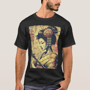 和風ヒップスター芸者 刀 ビンテージ 女性 女子 Tシャツ