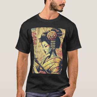 和風ヒップスター芸者 刀 ビンテージ 女性 女子 Tシャツ