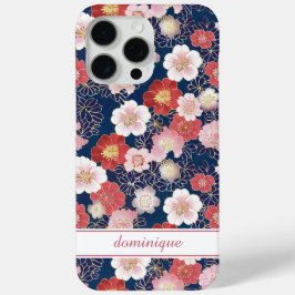 和風ピンク花柄モノグラム iPhone 15 PRO MAXケース