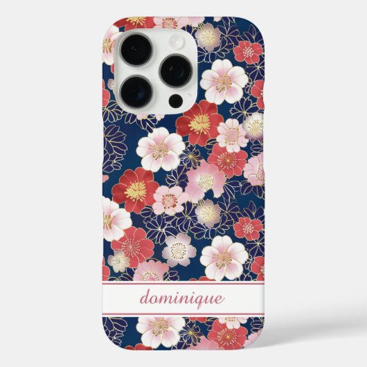 和風ピンク花柄モノグラム Case-Mate iPhoneケース (裏面)