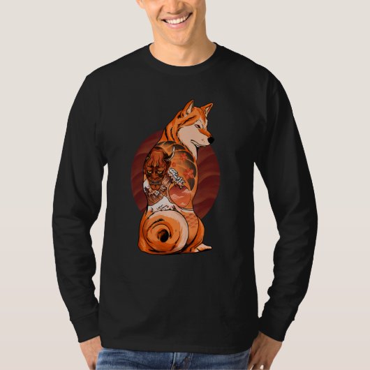 和風ファッション 柴犬 コスチューム チェリー Tシャツ (正面)