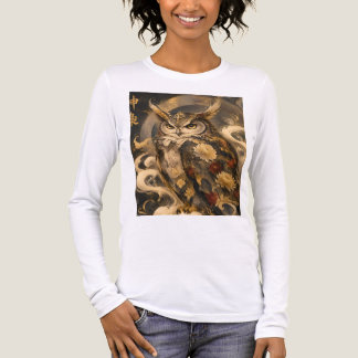 和風フクロウアート | 伝統的なフクロウの守護神デザイン トライブレンドTシャツ