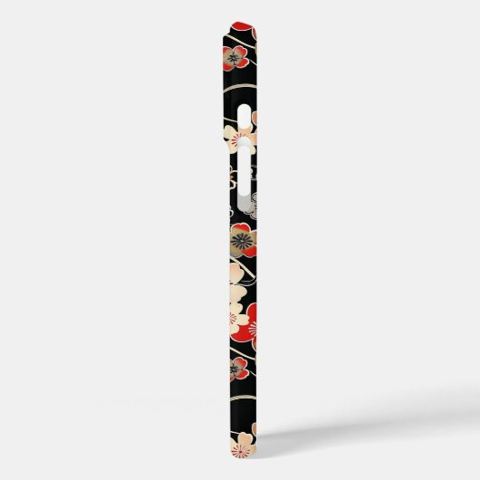 和風ブラック花柄モノグラム Case-Mate iPhoneケース (裏面 / 左)