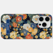和風ブルー花柄モノグラム Case-Mate iPhoneケース (裏面 (横))
