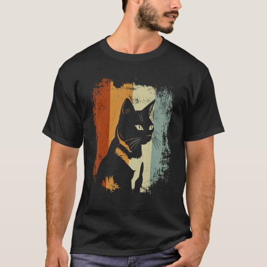 和風ボブテイル 猫 レトロ Tシャツ (正面)
