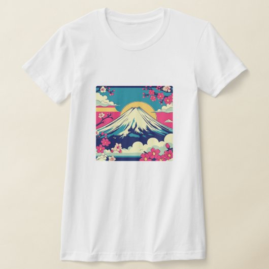 和風ポップ 富士山と桜の和柄Tシャツ Tシャツ (レイダウン)